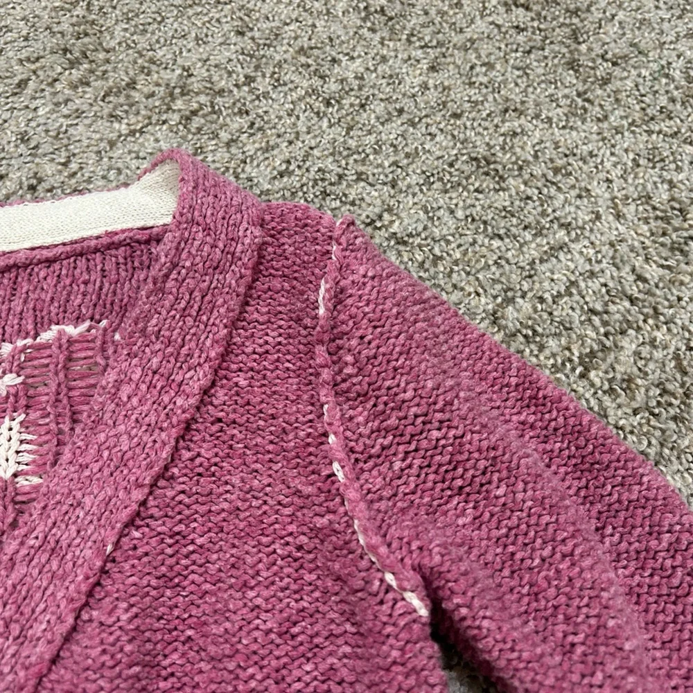 Anthropologie Pilcro Yin Yang Icon Heart Cardigan Pink Size XS Spring Preppy - Picture 5 of 15